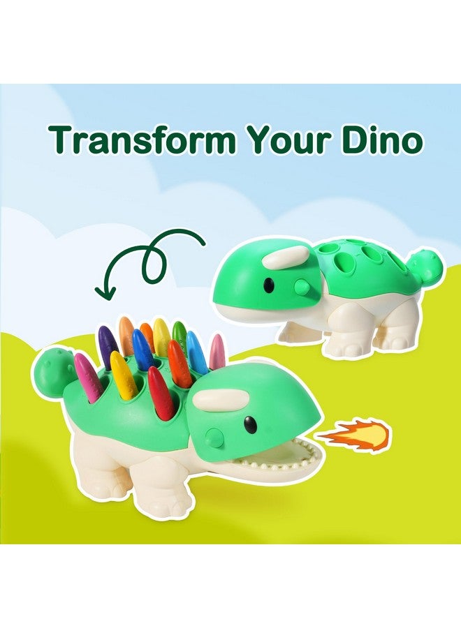 YPLUS Dinosaur Toys with Peanut Crayons, Montessori Sensory Fine Motor Learning Toys 24 Colors Toddler Crayons Box Toys Activity Set for Kids - Image 2