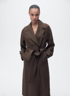 MANGO Double Breasted Linen Trench  - Image 1