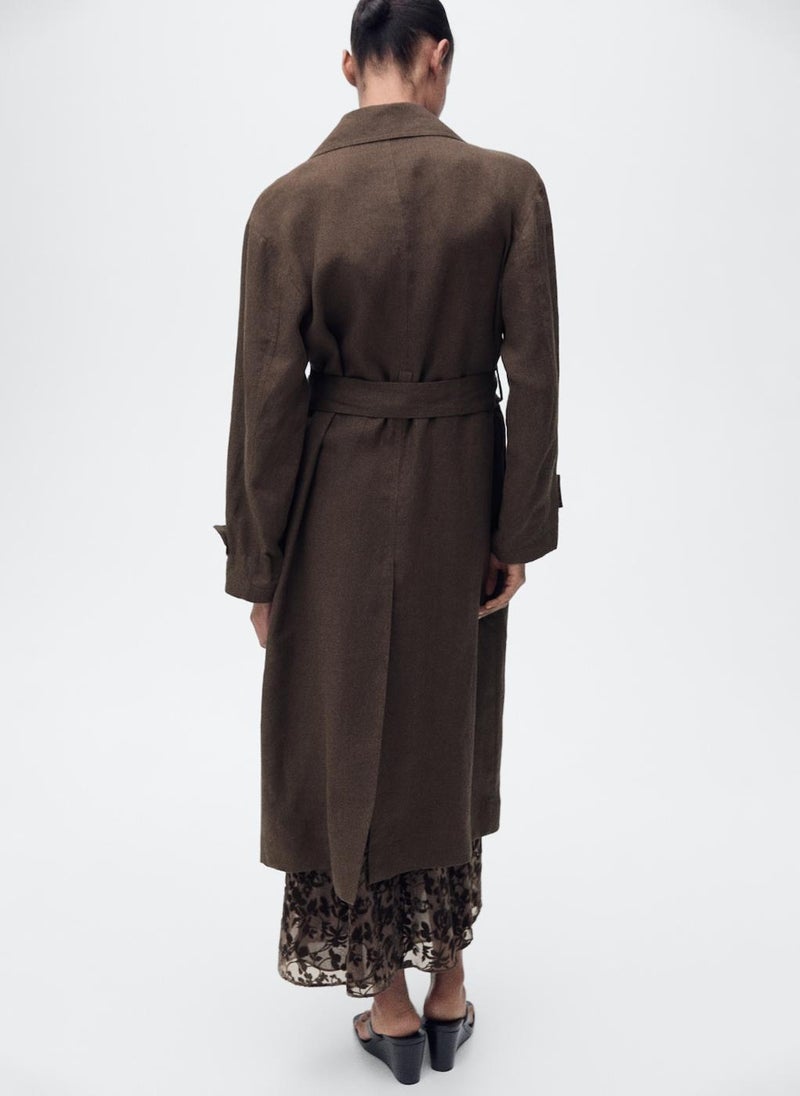 MANGO - Double Breasted Linen Trench - Image 1