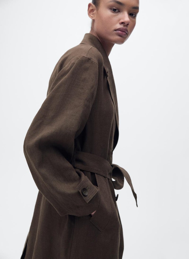 MANGO - Double Breasted Linen Trench - Image 1