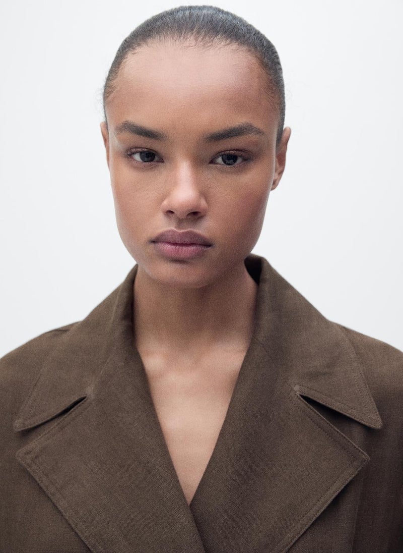 MANGO - Double Breasted Linen Trench - Image 1