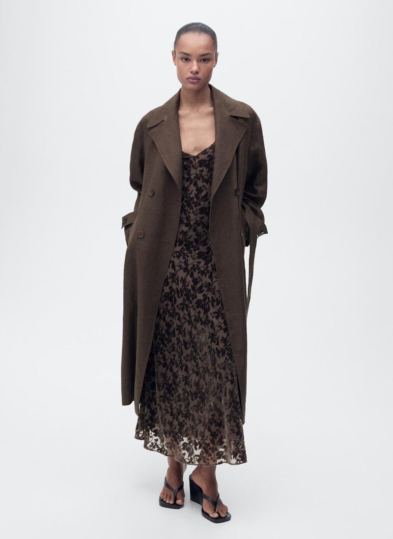 MANGO - Double Breasted Linen Trench - Image 1