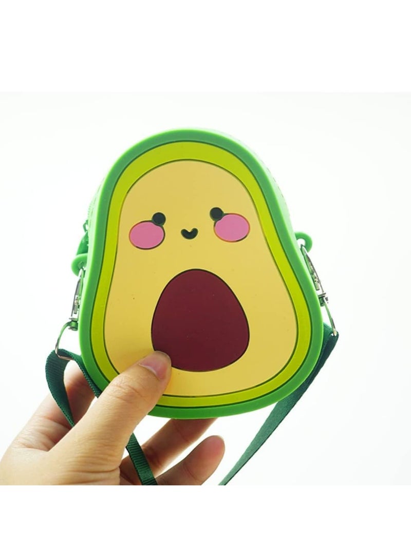 Barakah Coin Purse, Silicone Avocado Crossbody Bag for Kids with Adjustable Strap, Cute 3D Cartoon Mini Bag for Snacks, Keys, Candy, Makeup, Ideal for Girls’ Daily Use, Travel or Birthday Gift - Image 3