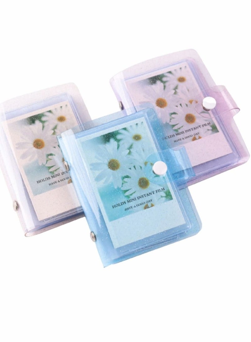 Captaintech 3-Pack 3-Inch Mini Photo Albums, Clear Sequin Portable Cards for Storage Favorites Gifts, 36 Pockets Jelly Color Instant Camera Accessories - Image 1