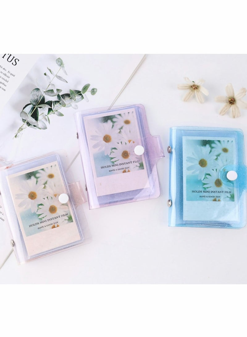 Captaintech 3-Pack 3-Inch Mini Photo Albums, Clear Sequin Portable Cards for Storage Favorites Gifts, 36 Pockets Jelly Color Instant Camera Accessories - Image 2