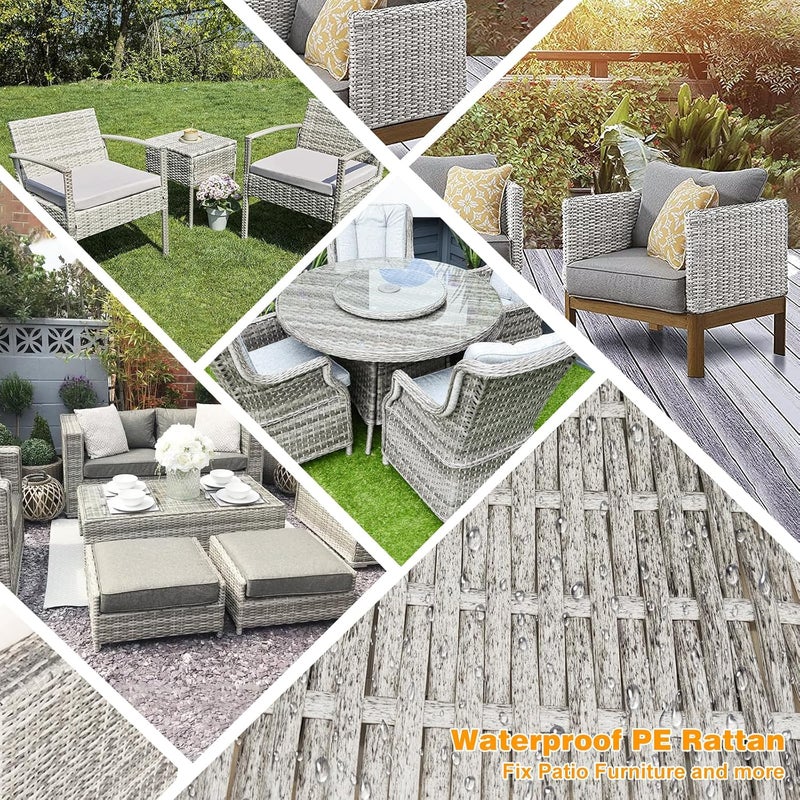 Feyart 8.5mm 55m Light Grey PE Rattan Strip for Outdoor Rattan Furniture Repair, Plastic Wicker for Patio Furniture Restore - Image 2