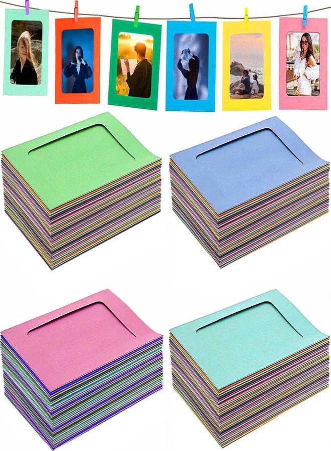 Perfect 4U 40-Pack Cardboard Picture Frames, 4"x6" Colorful Paper Photo Flim with Wooden Clips, DIY Wall Decor at Home School Office Set - Image 1