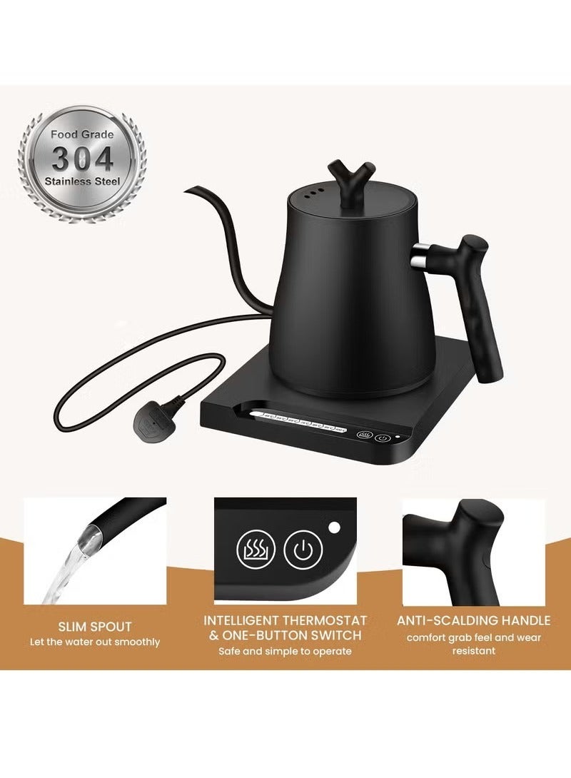 HOMESTAR Coffee Kettle, Tea Kettle 1L 1000W Power Button Temperature Adjustment, 304 Stainless Steel Coffee and Tea Pot  - Image 1