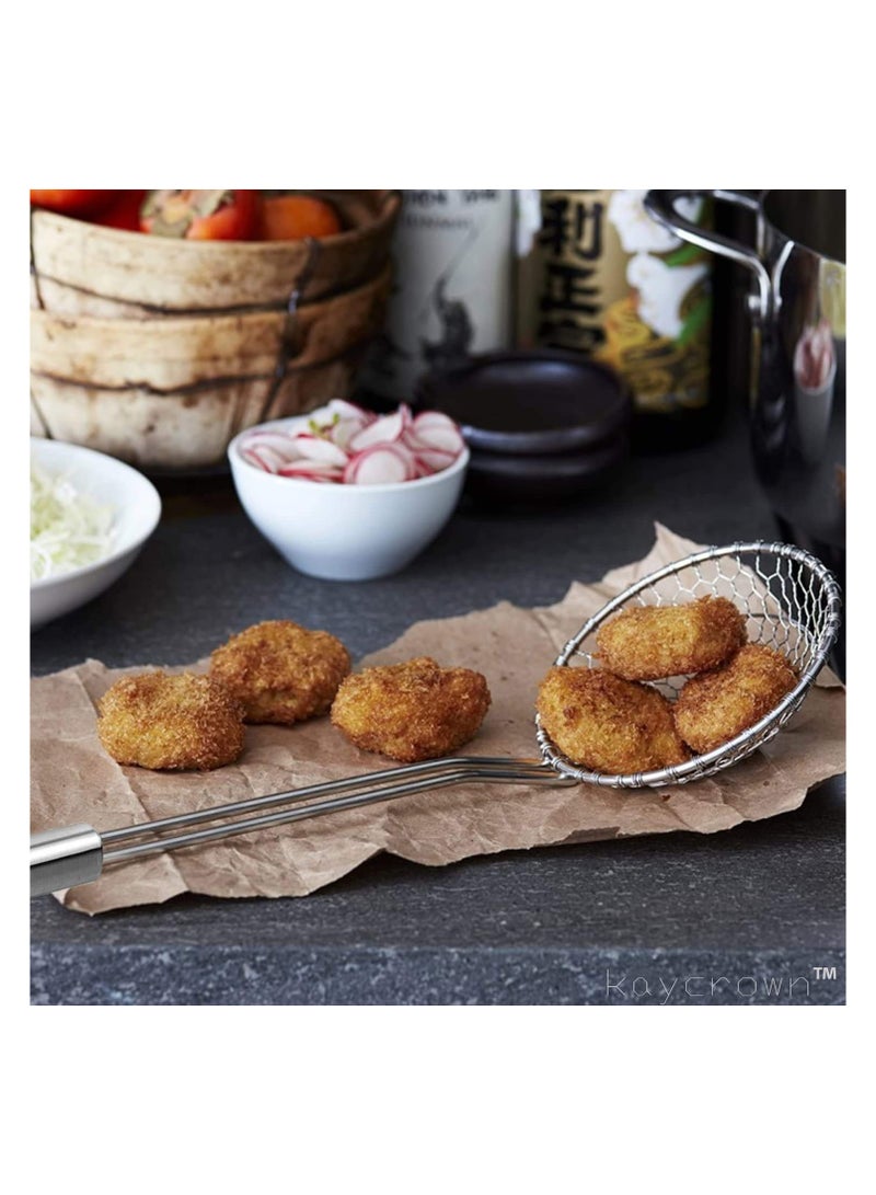 SYOSI مصفاة من الفولاذ المقاوم للصدأ على شكل عنكبوت للمطبخ | مصفاة سلكية بشبكة لولبية ومقبض | مثالية للقلي والطهي والتصريف | سلة مصفاة بحجم 5 بوصة - Image 3