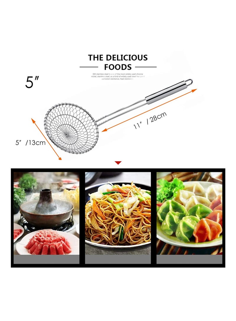 SYOSI مصفاة من الفولاذ المقاوم للصدأ على شكل عنكبوت للمطبخ | مصفاة سلكية بشبكة لولبية ومقبض | مثالية للقلي والطهي والتصريف | سلة مصفاة بحجم 5 بوصة - Image 5