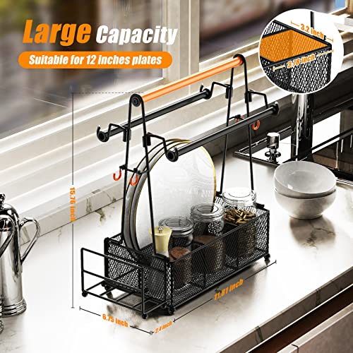 PHINOX Utensil Caddy with Handle and Paper Towel Roll Holders, Silverware and Condiment Caddy for Party, Picnic and Camping, Black - Image 4