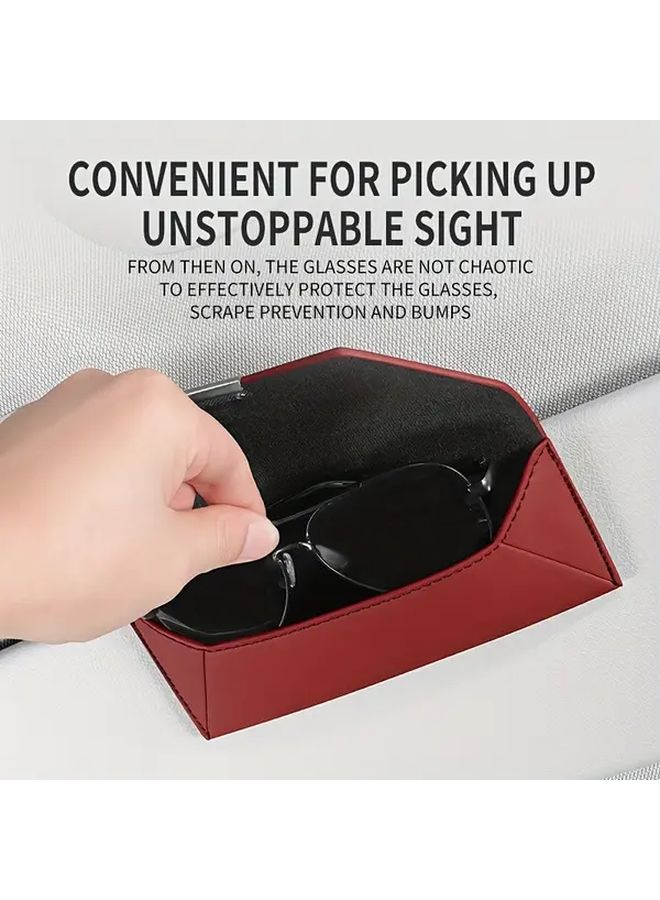 Universal Black PU Leather Car Glasses Holder Dashboard Mount For Travel - Image 2