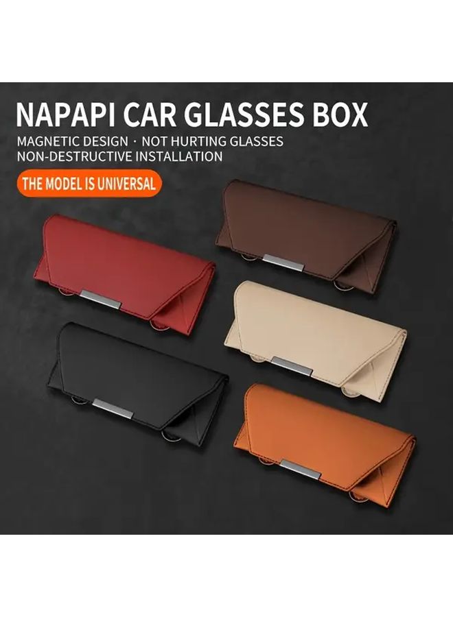 Universal Black PU Leather Car Glasses Holder Dashboard Mount For Travel - Image 3