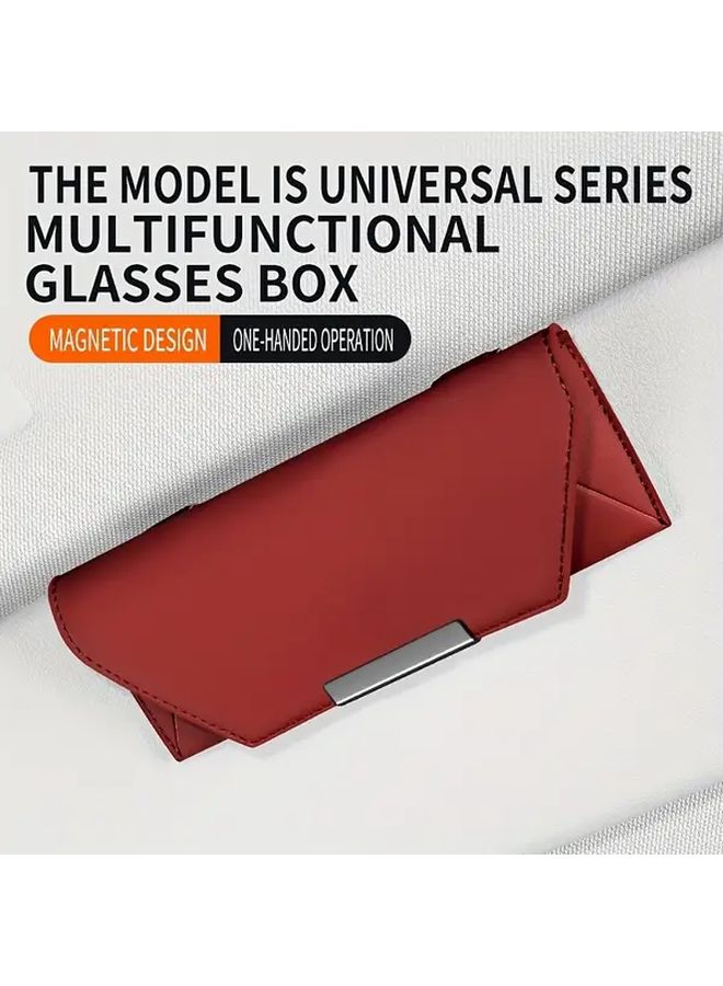 Universal Black PU Leather Car Glasses Holder Dashboard Mount For Travel - Image 1