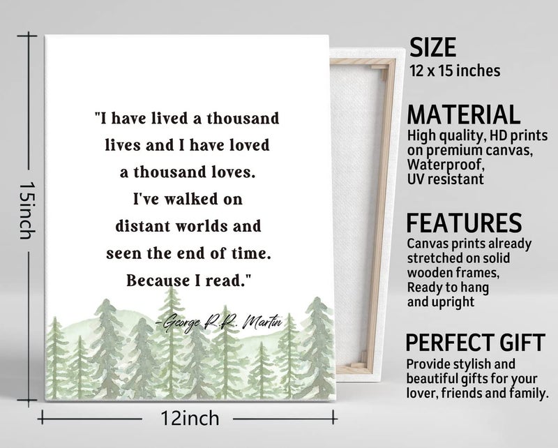 WKYAER Canvas Wall Art Inspirational Quote Decor, George R.R. Martin - I Have Lived A Thousand Lives - Image 3