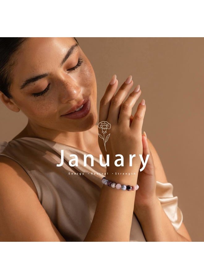Risyfjew Birthstone Crystal Floral Bracelets for Women Men Colorful Stone Bracelet for Women Reduce Anxiety Zodiac Month Bracelet Birthday Graduation Gifts, 7in, Stone, no gemstone - Image 3