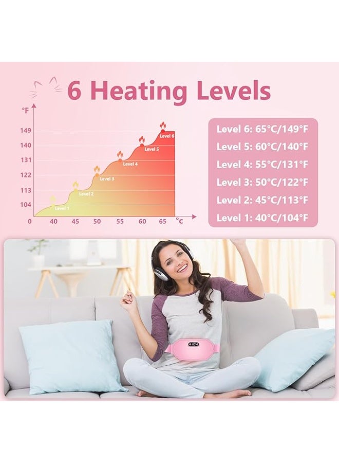 جهاز التدفئة والتدليك الذكي واللاسلكي المتطور - حزام تسكين الآلام بـ 6 مستويات حرارة و6 أنماط تدليك - وسادة حرارية كهربائية محمولة لراحة الظهر وتقلصات البطن - Image 5