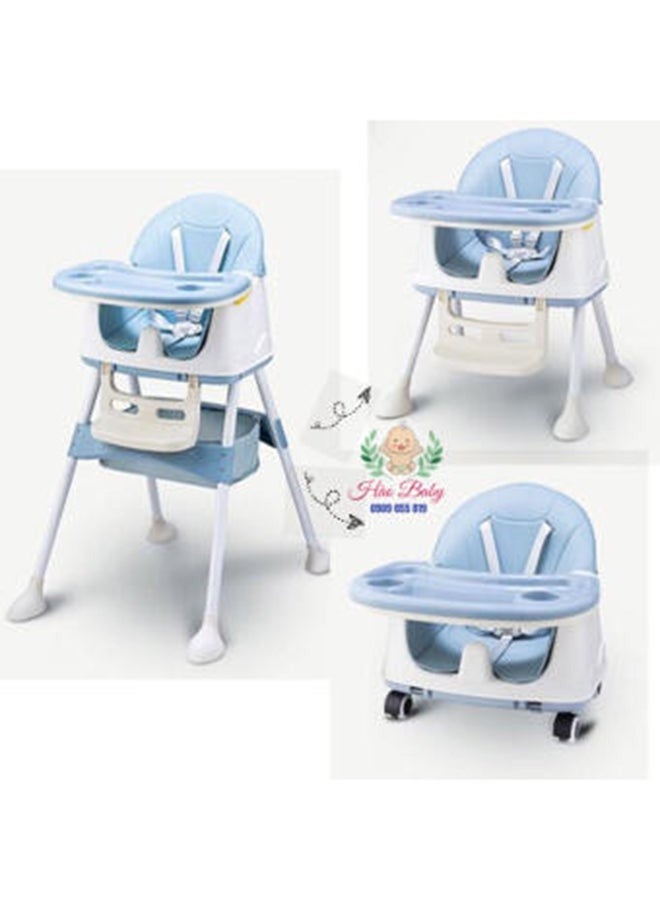 ارابيبي Multi-Functional Baby High Chair With Durable Dining Tray And Adjustable Foot Pedal- Blue/White - Image 2