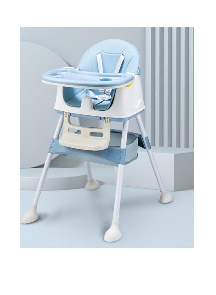 ارابيبي Multi-Functional Baby High Chair With Durable Dining Tray And Adjustable Foot Pedal- Blue/White - Image 1