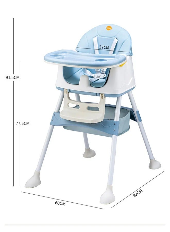 ارابيبي Multi-Functional Baby High Chair With Durable Dining Tray And Adjustable Foot Pedal- Blue/White - Image 5