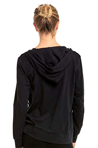 Sofra Women's Thin Cotton Zip Up Hoodie Jacket (M, Black) - Image 2