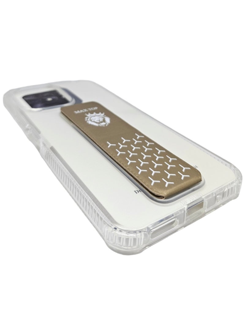 ماكس توب غطاء حماية شفاف مع مسكة لهاتف شاومي ريدمي 12 - شفاف/ذهبي - Image 4