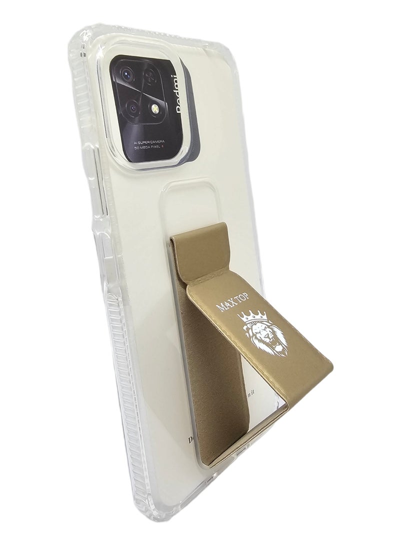 ماكس توب غطاء حماية شفاف مع مسكة لهاتف شاومي ريدمي 12 - شفاف/ذهبي - Image 3