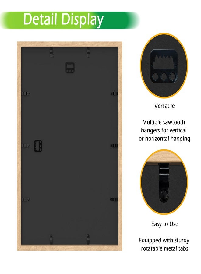 FrameWorks 12" x 18" Natural Oak Wooden Shadow Box Frame - Soft Felt Back, Tempered Glass, and Included Elegant White Ball Push Pins - Image 4