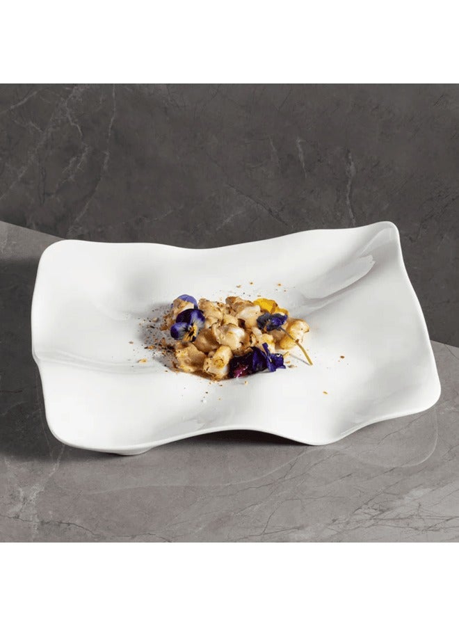 MAAC Home Elegant Rectangular White Ceramic Plates – 10.5” Dinnerware – Durable Serving Plates for Family Meals, Gatherings & Fine Dining