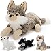 BENINY 4Pcs Wolf Stuffed Animals Set Grey Mommy Wolf Plush 20 Inch with 3 Baby Wolves Realistic Wolf Toys for Wolf Lover Party Favors Gifts for Boys Girls Birthday - Image 2