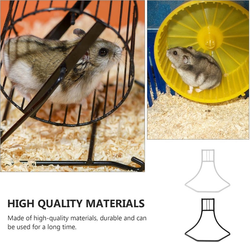Pet Hamster Wheel Racks 2pcs Iron Running Wheel Brackets Supports for Hamsters Gerbils in White and Black - Image 3