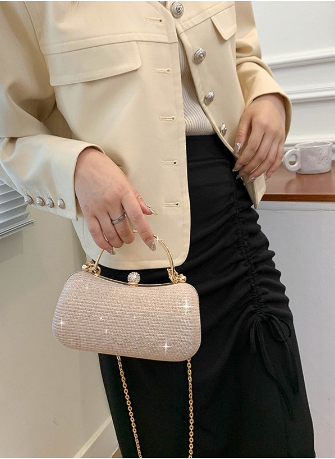 WAOKN Women's Delicate Clutch, Ladies Rhinestone Banquet Bag Tote Bag Handbag, Fashion Chain Shoulder Bag Carrying Bag Sling Bag Side Bag for Party Dinner Wedding (Gold)  - Image 3