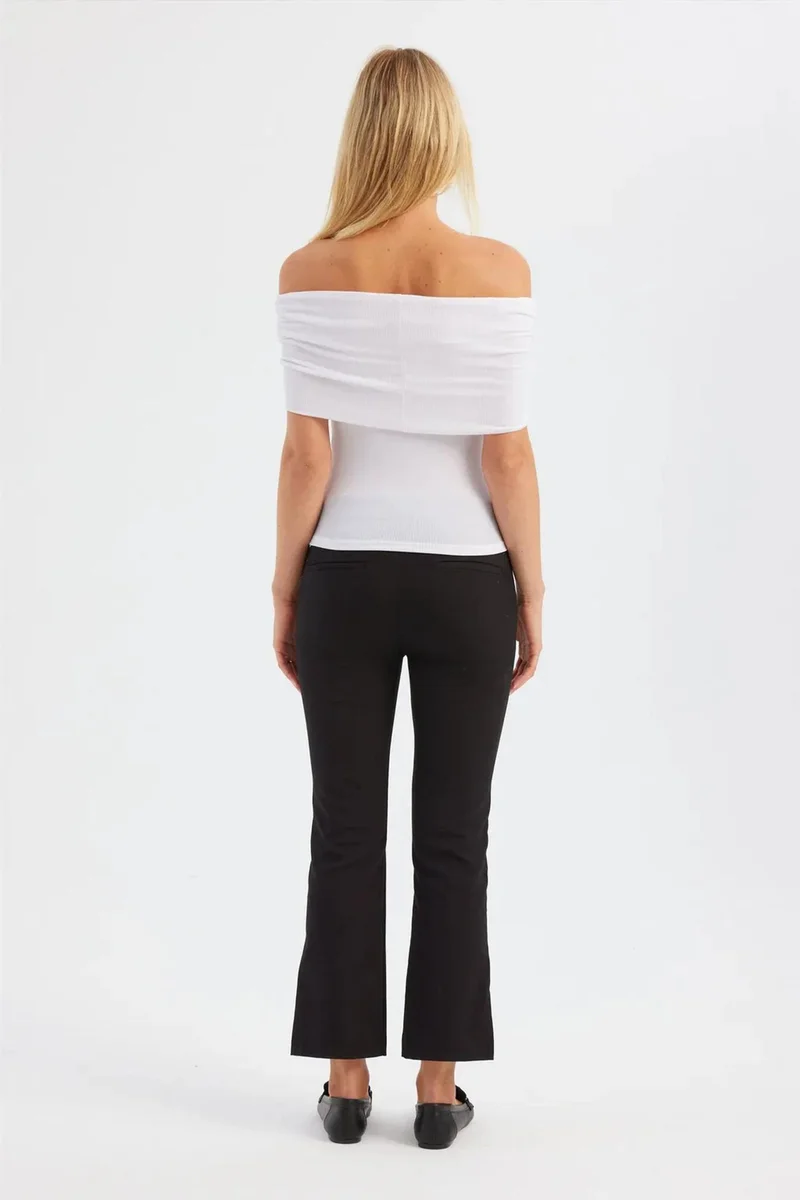 Hiccup White Solid Off Shoulder Top for Women | Best Price UAE
