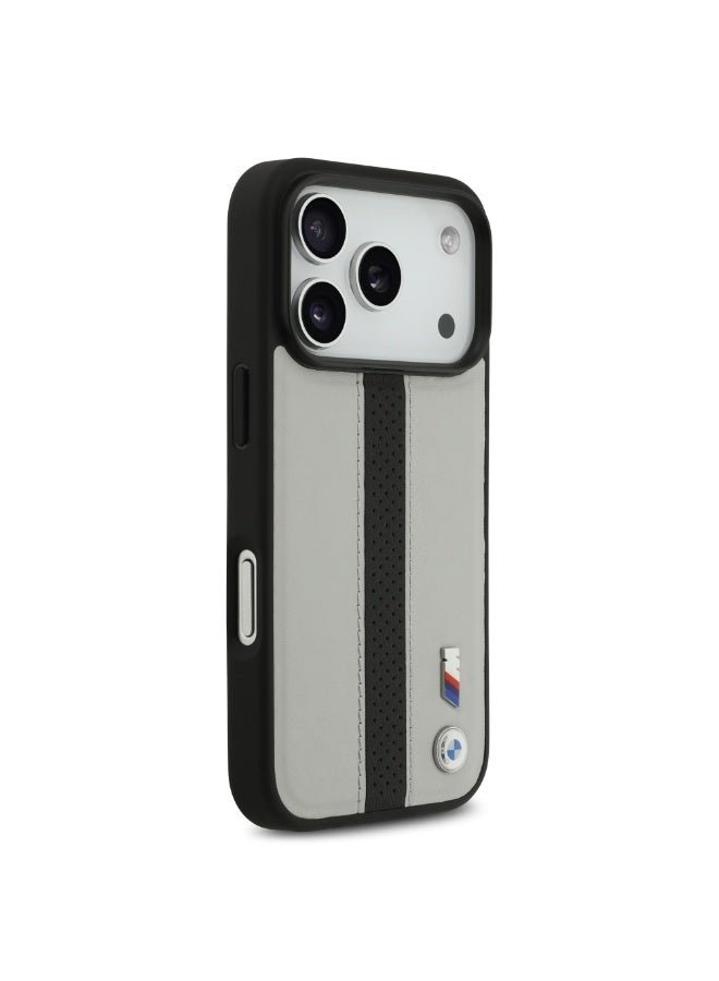 BMW iPhone 17 Pro Max Cover PU Leather Case / With Perforated Stripes & Metal Logos - Image 4