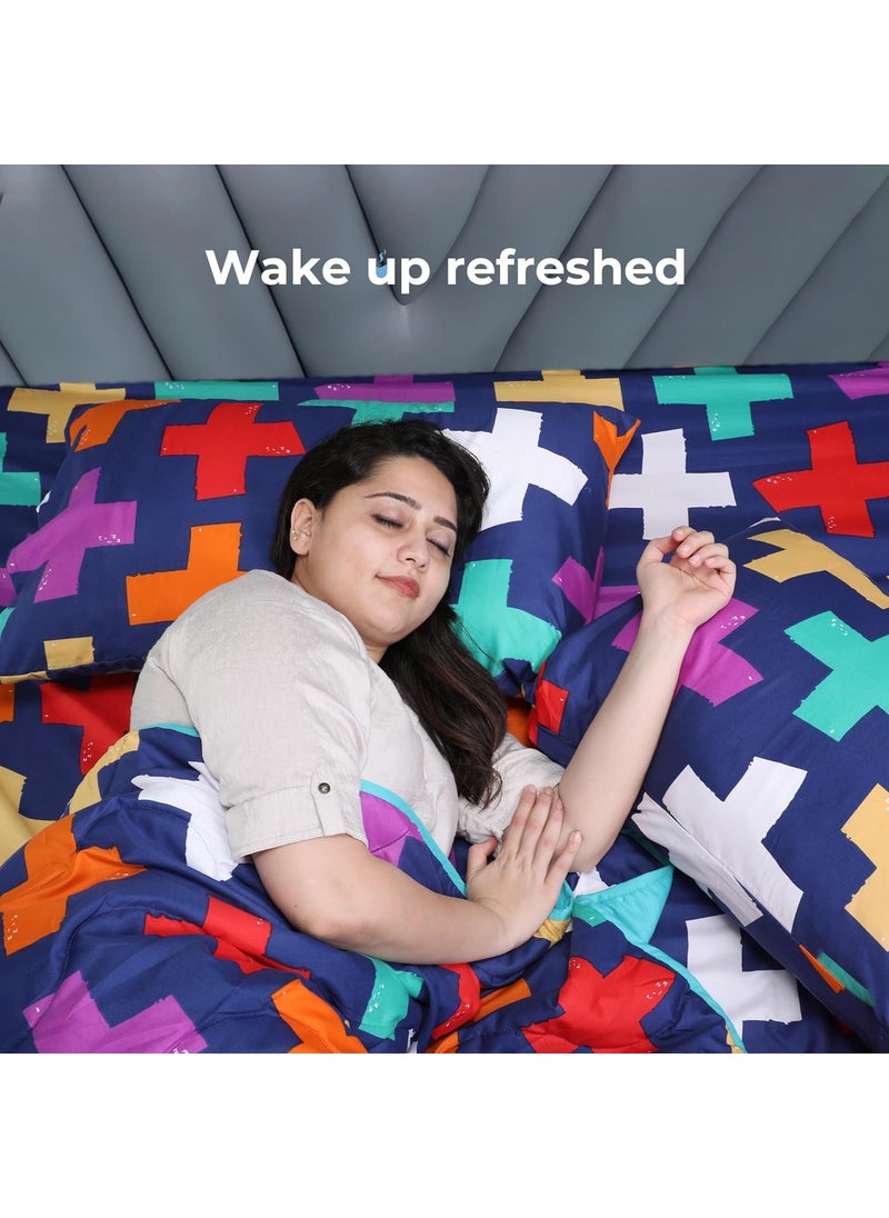 Zinnia Zinnia Ultra Soft Microfibre Printed Comforter | (Print - Shapes) (Erin Navy and Bright Blue)  - Image 3