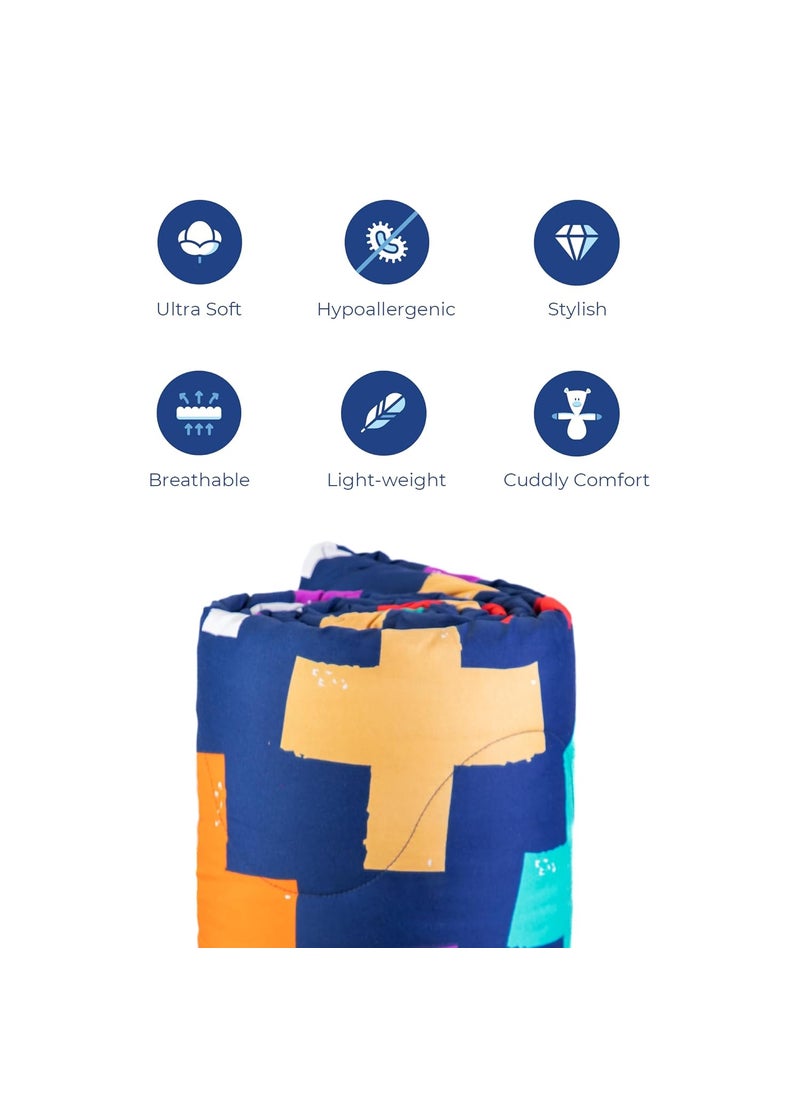 Zinnia Zinnia Ultra Soft Microfibre Printed Comforter | (Print - Shapes) (Erin Navy and Bright Blue)  - Image 4