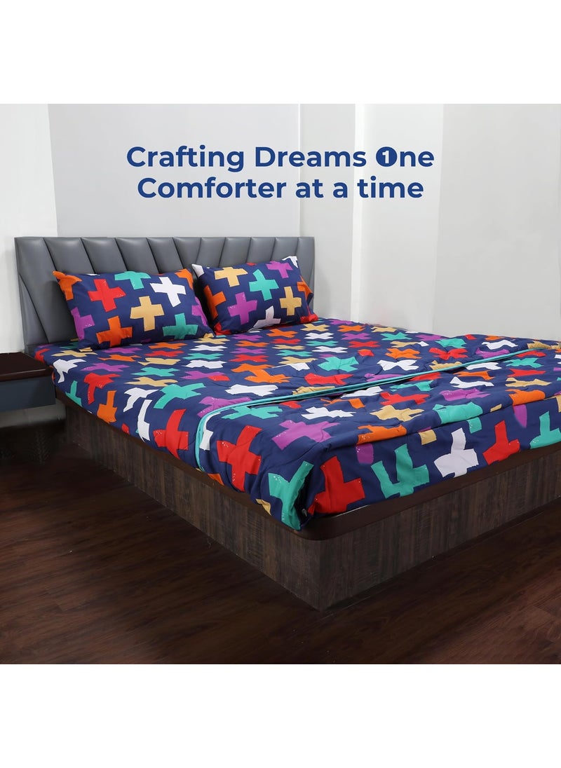 Zinnia Zinnia Ultra Soft Microfibre Printed Comforter | (Print - Shapes) (Erin Navy and Bright Blue)  - Image 5