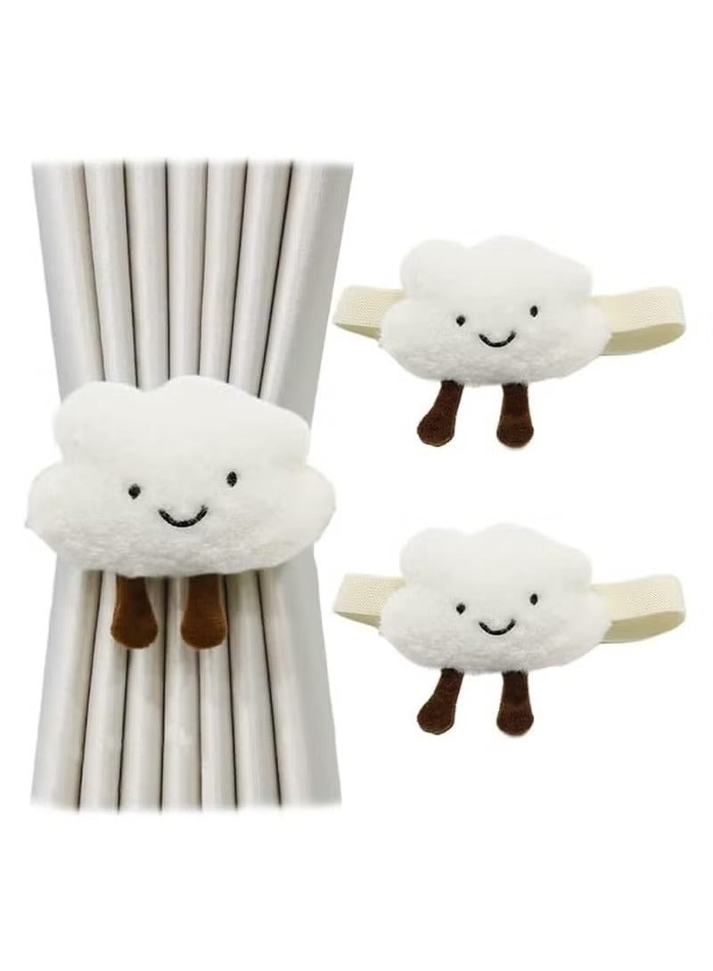 2PCS Star and Cloud Curtain Holders with Buckle for Children's Room Decoration (White)  - Image 3