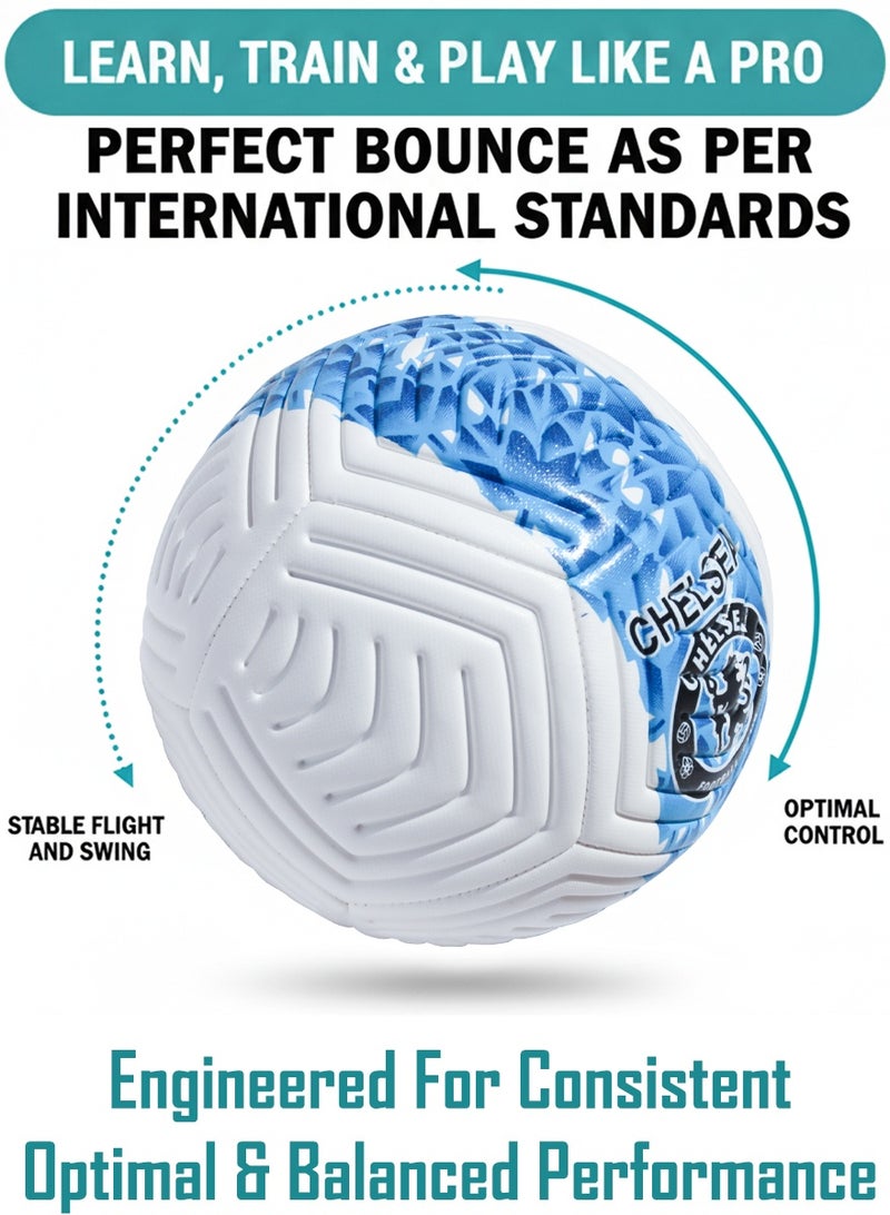 QUTOOB Size 5 Football Of Premium Quality PU Leather, FIFA Standard Bounce | Chelsea Football Design , Ideal for Training, Casual Play and Matches | Durable Air Retention Technology - Image 5
