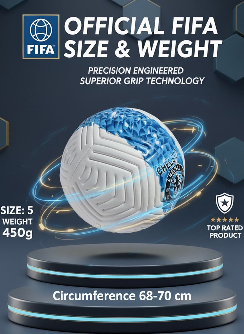 QUTOOB Size 5 Football Of Premium Quality PU Leather, FIFA Standard Bounce | Chelsea Football Design , Ideal for Training, Casual Play and Matches | Durable Air Retention Technology - Image 2