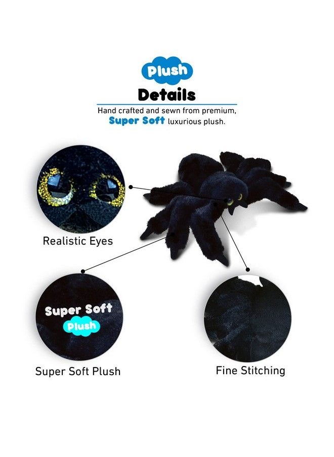 Puzzled - Dollibu Black Spider Super Soft Stuffed Animal Cute Realistic Stuffed Animals For Girls. Boys And Adults Animal Gifts Kids Spider Nursery Décor Cuddly Spider Plush Toys 8 Inches - Image 1