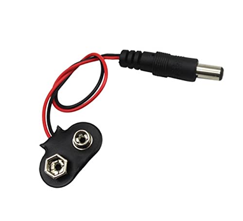 Erh India ERH India Pack of 5 9V Battery Adapter Snap Connector Clip Lead Wires DC 55 21 mm Jack Clip Power Cable for DIY 9V Battery Clip Socket with DC Plug  - Image 3