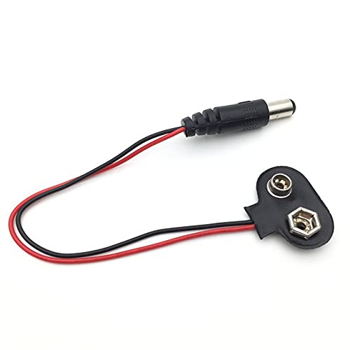 Erh India ERH India Pack of 5 9V Battery Adapter Snap Connector Clip Lead Wires DC 55 21 mm Jack Clip Power Cable for DIY 9V Battery Clip Socket with DC Plug  - Image 2