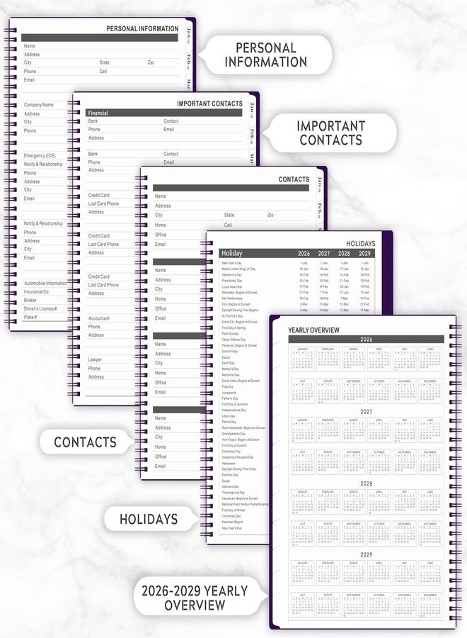 Artfan 2025-2028 Monthly Planner/Monthly Calendar - 3 Year Monthly Planner 2025-2028, Jul 2025 - Jun 2028, 9" x 11", 36 Monthly Planner with Tabs - Purple - Image 4