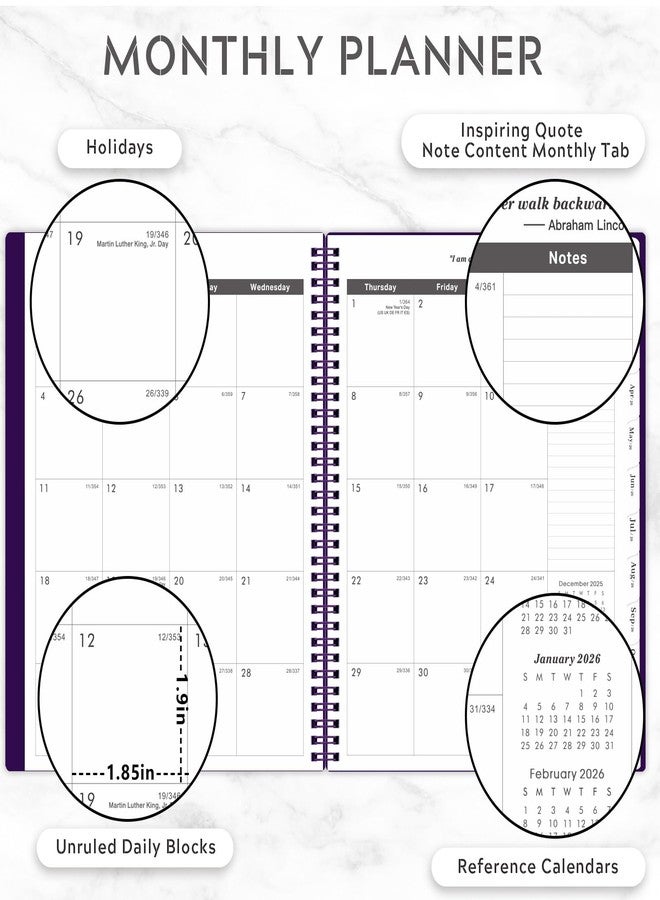Artfan 2025-2028 Monthly Planner/Monthly Calendar - 3 Year Monthly Planner 2025-2028, Jul 2025 - Jun 2028, 9" x 11", 36 Monthly Planner with Tabs - Purple - Image 3
