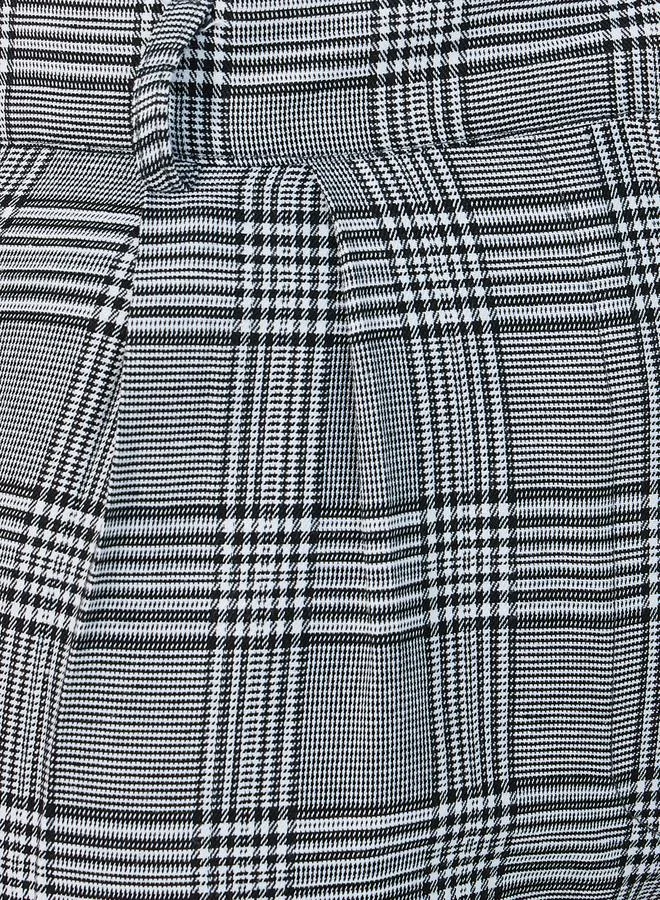 Styli Checked High Rise Wide Leg Trousers