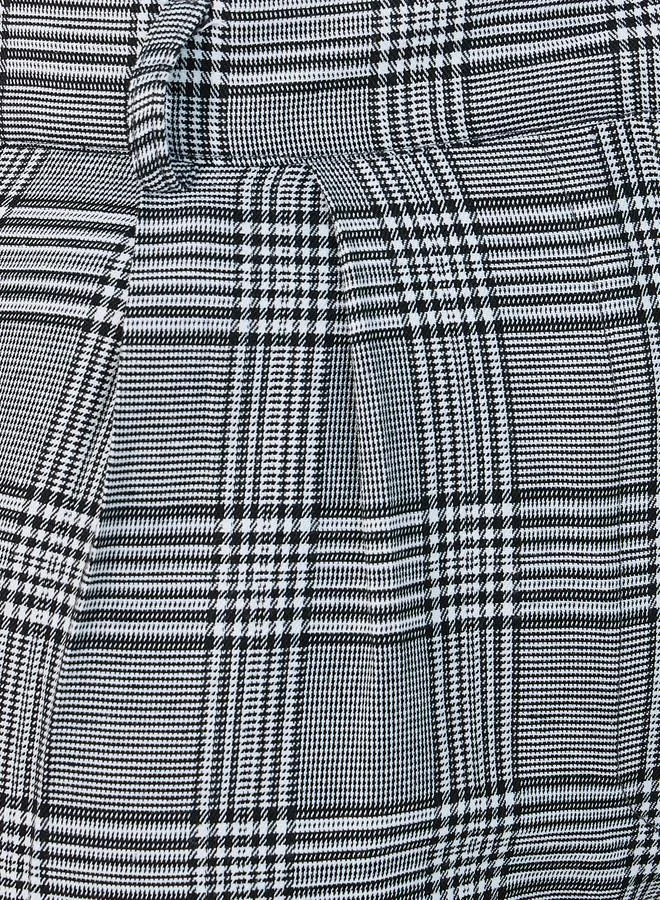 Styli Checked High Rise Wide Leg Trousers