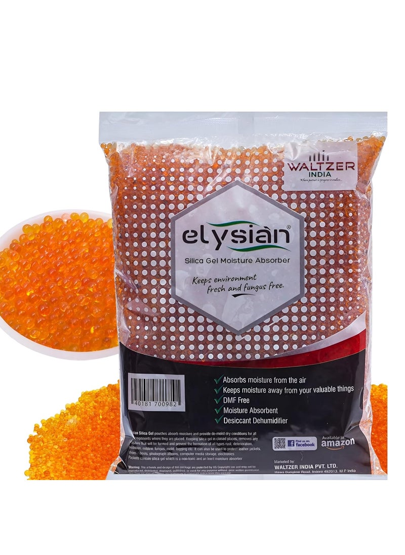 Elysian Elysian Self Indicating Beads Indicating Orange to light Green Silica Gel Beads 1kgSilica Gel Desiccant Beads for Transformer Camera JewelryRechargable Silica Gel  - Image 1
