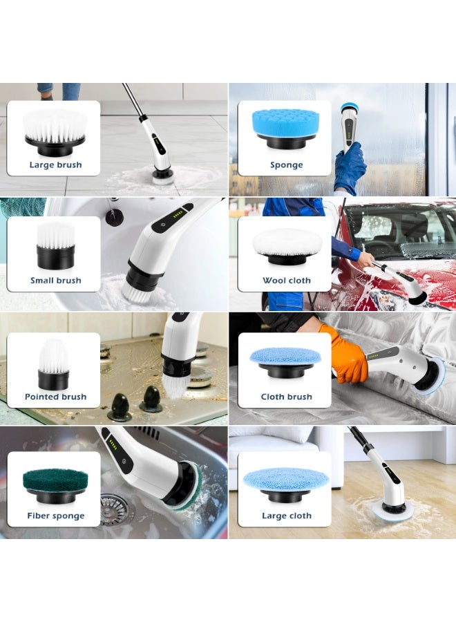Electric Cleaning Brush Scrubber, Electric Spin Scrubber 9 Replaceable Brush Heads and Adjustable Long Handle, Cordless & Portable Power Scrubber for Cleaning Bathroom, Tile, Sink, Kitchen,Floor,Car  - Image 5