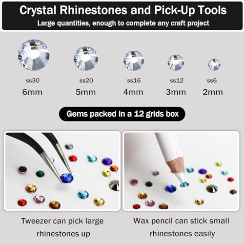 Towenm B7000 Clear Glue with 4000PCS Silver Clear Rhinestones for Crafts Clothing Fabric Shoes, Glue Fix Flatback Gems for Nails Face Jewelry, Mixed 5 Sizes 2mm 3mm 4mm 5mm 6mm Gemstones Bejeweled Kit - Image 4